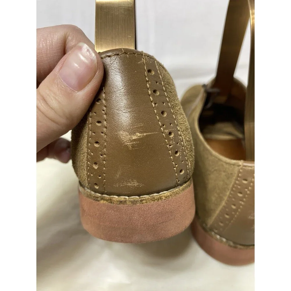 GH Bass Mens Saddle Oxford Size 8 Tan Camel Suede Leather Gum Sole Casual Shoe